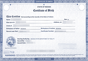 Indiana birth certificate