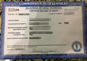 Kentucky birth certificate