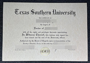 Texas Southern University degree copy