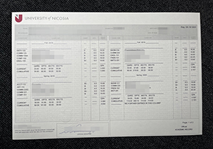 University of Nicosia transcript