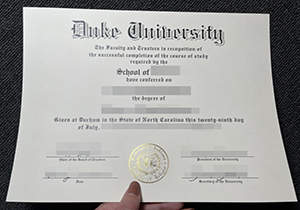 Duke University diploma