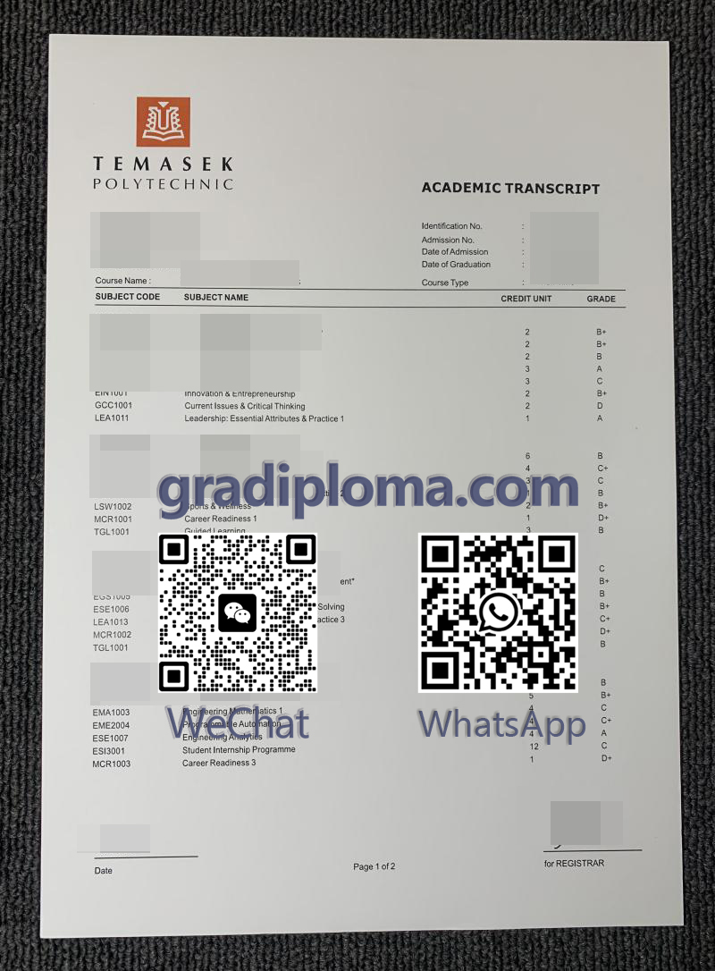 Temasek Polytechnic transcript