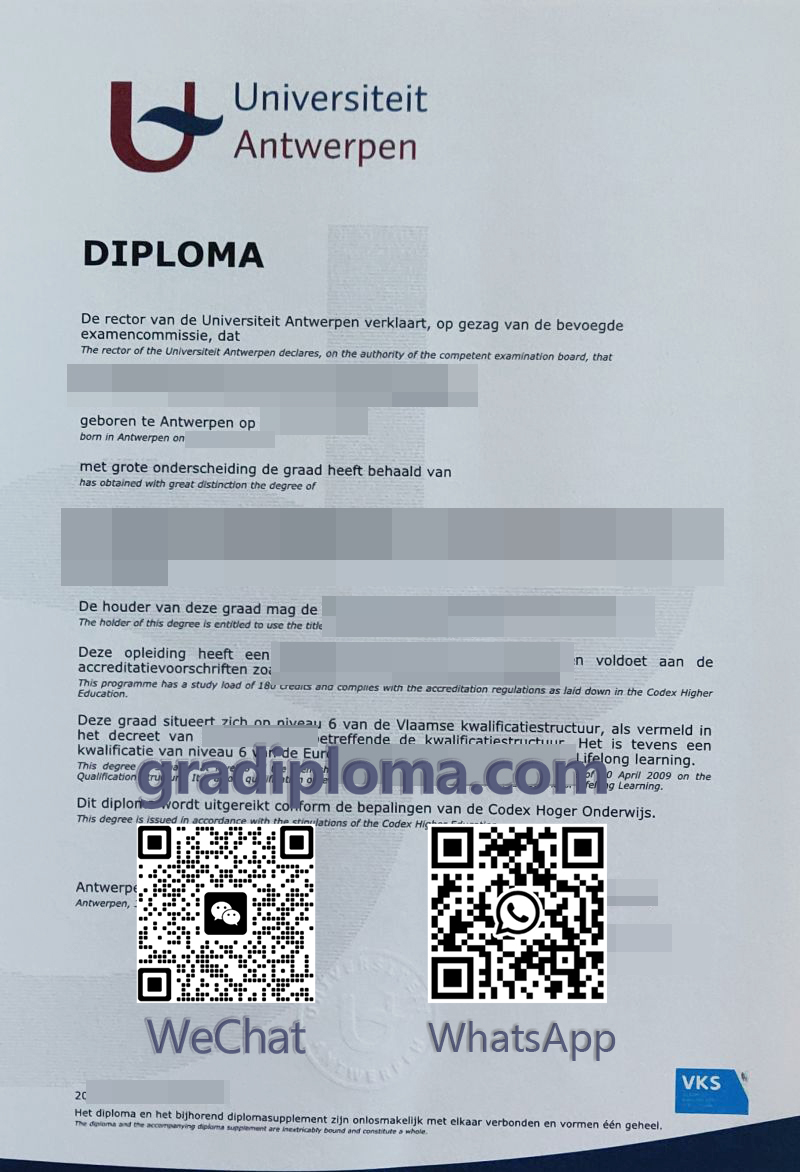 University of Antwerp diploma